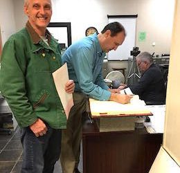 David Pinson signs up FOR MAGISTRATE DIST 3 WHILE COUNTY CLERK CHRIS JOBE HELPS. (submitted photo)