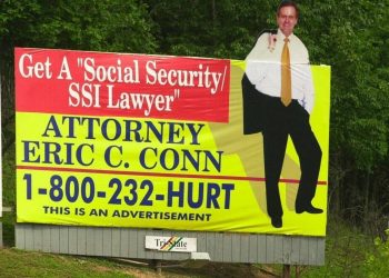 Eric Conn's now infamous billboard near his offices in Allen, Ky.