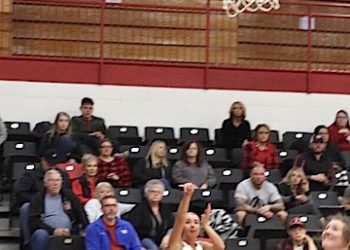 LCHS guard Hannah Rucker nailing a three pointer vs Belfry.