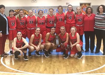 Girls 58th District 2018 Runners-Up -- L to R bottom Kensley Feltner, Lexi Ratliff, Hannah Rucker, Kendra Spaulding, Bailey Hinkle L to R top Asst Coach Ward, Ellie Webb, Kelly Davis, Annabelle Silva, Sheree Hay, Kassidy Cavins, Ally Moore, Kyleah Ward, Brooke Neal, Asst Coach Huff, Head Coach Feltner