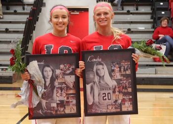Lady Bulldog seniors Hannah Rucker and Kendra Spaulding