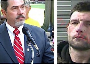 Wayne Co. Sheriff Rick Thompson, left said his deputy did a "really good job" running down fugitive Lacy Lee Allen Pack after a car chase.