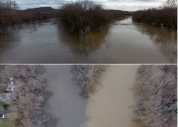 The Tug and Levisa rivers meet @ Louisa. Bobby Johnson's FB picture of the meeting point is striking.