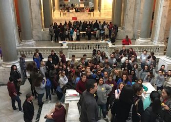 Lawrence County teachers and Supt. Rob Fletcher joined in the protest against Gov. Matt Bevins budget and pension plan.