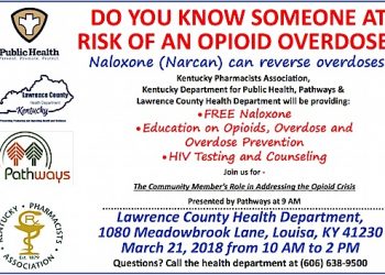 FREE NARCAN, EDUCATION @ LC HEALTH DEPT MARCH 21
