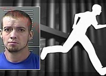 Escapee Jeremy Boggs (inset) was with Olson during the pursuit but was able to elude capture after jumping over a cliff...