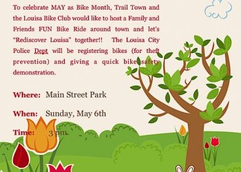 FUN BIKE RIDE AROUND LOUISA THIS SUNDAY AT 3:00PM