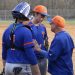 First year Tolsia Head Coach Jeff Wallace talking to pitcher Austin Bailey and catcher Trey Smith in a recent game.