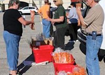 Kentucky Power’s Delinda Borden hands out free saplings on Tree Day 2015 in Ashland. This year’s event is scheduled for Saturday.