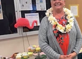 DAR Hostess for April Sheila Kessinger used a Hawaiian theme for her catered food from Rebel Barn.Rebel Barn