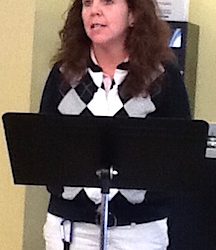Missy Kennedy Yatesville Lake Park Manager talks about park activities and special golf rates at a Louisa Rotary meeting.
