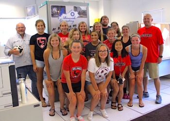 Lady Dawgs Soccer and Riverside Generating- Pictured are: (back left to right) Plant Manager-Steve Greene, Ally Moore, Lydia Workman, Jordan Stepp, Emily Webb, Lead O&M Tech-Nick Fluty, Kate Pauley, (middle left to right) Hayleah Fletcher, Kelly Davis, Zayla Granillo, Ellie Webb, Sheree Hay, Head Coach-Heath Webb, (front left to right) Kylie Maynard, Camran Diamond, Jasmine Justice and Adrianna Burchett