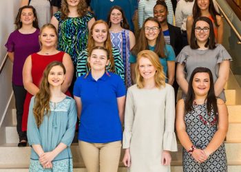 Photo caption: First row, from left: Amy Adkins, Shelby Cline, Baleigh Noland and Abigail Johnson. Second row: Molly Malone, Chesney Flynn, Olivia Robinson and Abby Johnson. Third row: Kylie Maynard, Devyn Shoemaker, Renee Lumley, Jayla Logan and Selena Mattingly. Fourth row: Isabella Justice, Beth Buttery, Katie Mavis, Hannah Daniels and McKenna Brashear. Fifth row: Jackson Holland, William Chang, Noah Stealy and Carson Hayes. Sixth row: Humza Ahmad, Jay McDaniel and Brock Runyon.