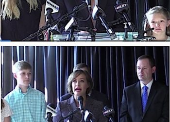 Kentucky Attorney General Andy Beshear along with his wife and daughter, above, announced his intention to run for Governor in 2019 and below, Jacqueline Coleman, a school teacher and coach announces she will run with Beshear for Lt. Governor. Photos (Courier Journal)