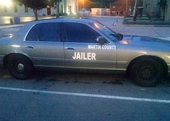 Martin Co. Jailers vehicle that was carjacked by Mark Crouch on Monday in Lawrence County. Crouch is considered dangerous by police
