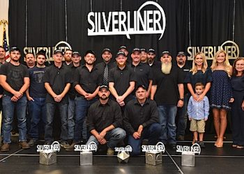 SilverLiner Group Press: Chris and Heather Tomlinson, SilverLiner Owners, Dr. Sherry Zylka, BSCTC President/CEO, Kelli Chaney, Dean of Career Education and Workforce Development at BSCTC, and Trish Adams from EKCEP take a photo with the first cohort of SilverLiner graduates at Big Sandy Community and Technical College