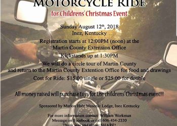 MOTORCYCLE RIDE FOR CHILDREN IN MARTIN COUNTY AUGUST 12