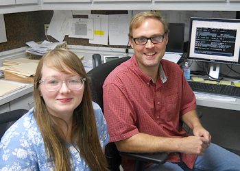 Kentucky Power intern Brooke Hall of Paintsville works with Customer Services Engineer Shaun Sumner. A recent Craft Academy graduate, she plans to attend the University of Louisville.