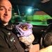 Deputy Trent Hardin holds the young owl he rescued on Clark Line Road early Tuesday morning after it apparently had been hit by a car. Hardin took the bird to a local wildlife rehabilitation specialist, who said the owl was still alive late Tuesday afternoon.
