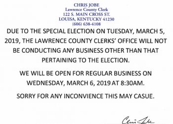 CLERK’S OFFICE WILL BE CLOSED FOR SPECIAL ELECTION
