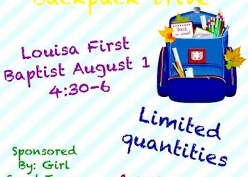 BACKPACK DRIVE AT LOUISA FIRST BAPTIST AUGUST 1
