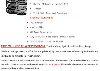 LAWRENCE CO. WASTE TIRE COLLECTION DAYS ANNOUNCED