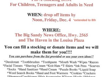 COMMUNITY CHRISTMAS ‘FILL A STOCKING’ DEADLINE FOR DONATING ITEMS EXTENDED TO DEC. 8