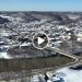 Aerial view over Louisa, Kentucky after the first white Christmas in 10 years