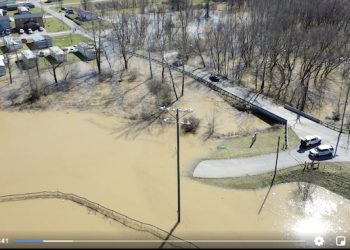 DRONE VIDEOS CAPTURES FULL EXTENT OF THE MAJOR FLOODING IN LOUISA THIS WEEK, WITH BIG SANDY HIGHEST IN LOUISA AND FORT GAY AREAS IN NEARLY 45 YEARS
