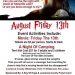 AUGUST FRIDAY THE 13TH–IF YOU DARE!
