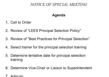 LOUISA EAST SPECIAL SITE BASE MEETING TO BEGIN SELECTING PRINCIPAL