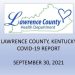 116 NEW COVID-19 CASES IN LAWRENCE COUNTY IN PAST SEVEN DAYS; SEPTEMBER WORST MONTH FOR LAWRENCE COUNTY DURING ONGOING 18 MONTHS OF PANDEMIC