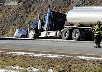 WOMAN KILLED IN LATE MORNING MONDAY CRASH WITH TANKER TRAILER TRUCK JUST NORTH OF LOUISA