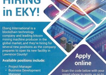 ‘EBANG’ BITCOIN NOW TAKING APPLICATIONS FOR LAWRENCE COUNTY PLANT, DOTY SAYS