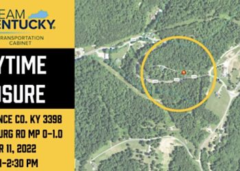DAYTIME CLOSURE FOR DRAIN INSTALLATION ON KY 3398 LAWRENCE COUNTY