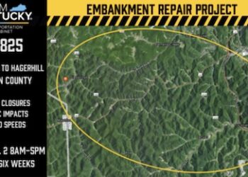 Embankment Repair Project along KY 825 Begins next week in Johnson County