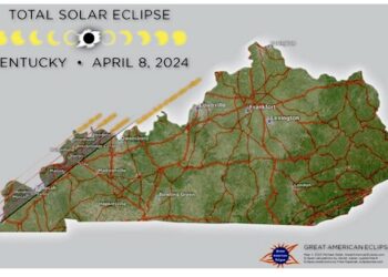KY. CITIES IN WEST HAVE BEST CHANCE TO SEE TOTAL SOLAR ECLIPSE MONDAY